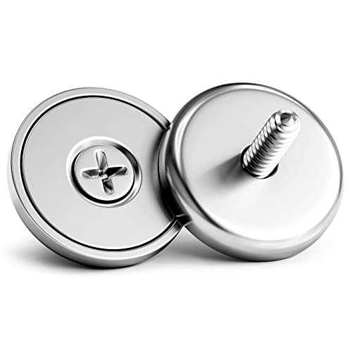 VNDUEEY Neodymium Cup Magnets, Strong Rare Earth Magnets 12 Pack 60LBS Round Base Disc Magnet Heavy Duty with Countersunk Hole and Stainless Screws for Kitchen Office Workplace Craft Holding Tools